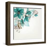 Retro Flowers Vector Illustration-Danussa-Framed Art Print