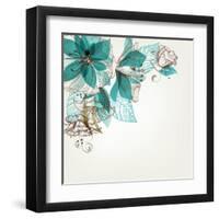 Retro Flowers Vector Illustration-Danussa-Framed Art Print