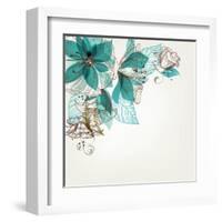 Retro Flowers Vector Illustration-Danussa-Framed Art Print