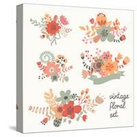 Retro Flowers-smilewithjul-Stretched Canvas