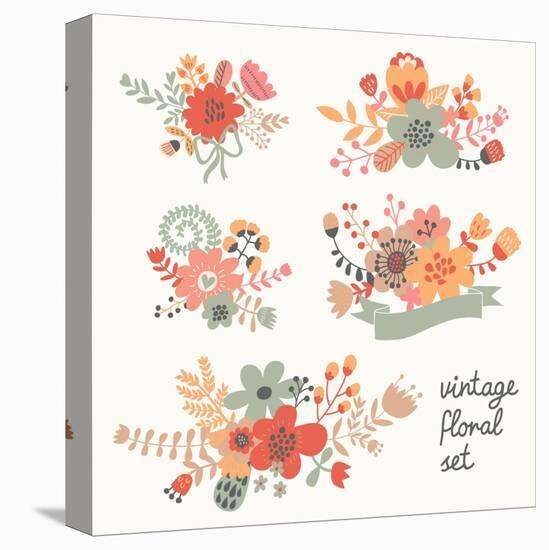 Retro Flowers-smilewithjul-Stretched Canvas