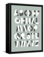 Retro Font in White and Grey. White Alphabet. Realistic Letters-layritten-Framed Stretched Canvas