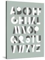 Retro Font in White and Grey. White Alphabet. Realistic Letters-layritten-Stretched Canvas