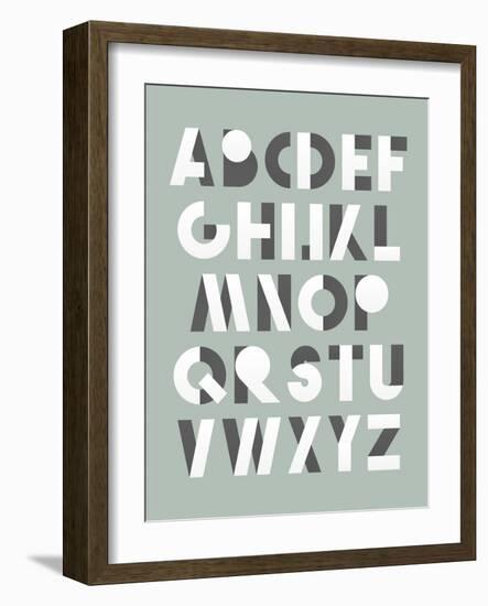 Retro Font in White and Grey. White Alphabet. Realistic Letters-layritten-Framed Art Print