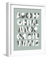 Retro Font in White and Grey. White Alphabet. Realistic Letters-layritten-Framed Art Print