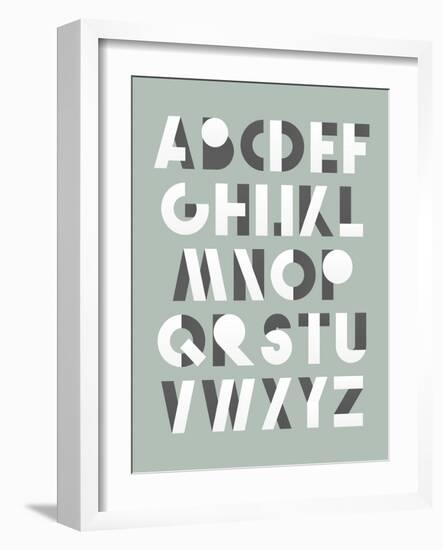 Retro Font in White and Grey. White Alphabet. Realistic Letters-layritten-Framed Art Print