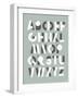 Retro Font in White and Grey. White Alphabet. Realistic Letters-layritten-Framed Art Print