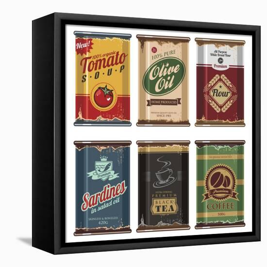 Retro Food Cans Collection-Lukeruk-Framed Stretched Canvas