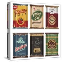 Retro Food Cans Collection-Lukeruk-Stretched Canvas