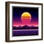 Retro Futuristic Background 1980S Style. Digital Landscape in a Cyber World. Retro Wave Music Album-Kelvin Degree-Framed Art Print