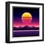 Retro Futuristic Background 1980S Style. Digital Landscape in a Cyber World. Retro Wave Music Album-Kelvin Degree-Framed Art Print