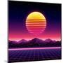 Retro Futuristic Background 1980S Style. Digital Landscape in a Cyber World. Retro Wave Music Album-Kelvin Degree-Mounted Art Print