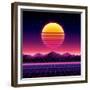 Retro Futuristic Background 1980S Style. Digital Landscape in a Cyber World. Retro Wave Music Album-More Trendy Design here-Framed Premium Giclee Print