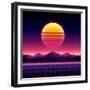 Retro Futuristic Background 1980S Style. Digital Landscape in a Cyber World. Retro Wave Music Album-More Trendy Design here-Framed Premium Giclee Print