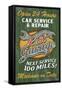 Retro Garage Ad - Vintage Wooden Sign-Lantern Press-Framed Stretched Canvas