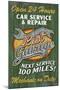 Retro Garage Ad - Vintage Wooden Sign-Lantern Press-Mounted Art Print