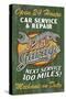 Retro Garage Ad - Vintage Wooden Sign-Lantern Press-Stretched Canvas