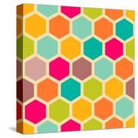 Retro Geometric Hexagon Pattern-Victoria Kalinina-Stretched Canvas