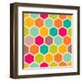 Retro Geometric Hexagon Pattern-Victoria Kalinina-Framed Art Print