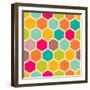 Retro Geometric Hexagon Pattern-Victoria Kalinina-Framed Art Print