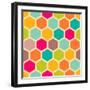 Retro Geometric Hexagon Pattern-Victoria Kalinina-Framed Art Print