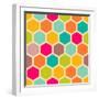 Retro Geometric Hexagon Pattern-Victoria Kalinina-Framed Art Print