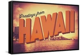 Retro Greetings from Hawaii Postcard-mrdoomits-Framed Stretched Canvas