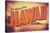 Retro Greetings from Hawaii Postcard-mrdoomits-Stretched Canvas