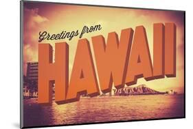 Retro Greetings from Hawaii Postcard-mrdoomits-Mounted Photographic Print