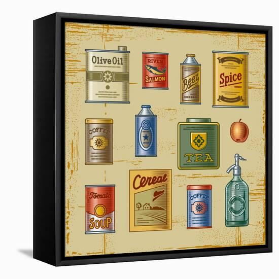 Retro Grocery Set-Oleg Iatsun-Framed Stretched Canvas