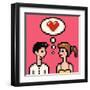 Retro Heart Pixel Lovers Illustration-Pixeldreams-Framed Art Print