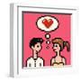 Retro Heart Pixel Lovers Illustration-Pixeldreams-Framed Art Print