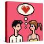 Retro Heart Pixel Lovers Illustration-Pixeldreams-Stretched Canvas