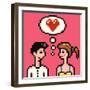 Retro Heart Pixel Lovers Illustration-Pixeldreams-Framed Art Print