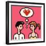 Retro Heart Pixel Lovers Illustration-Pixeldreams-Framed Art Print