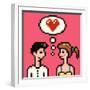 Retro Heart Pixel Lovers Illustration-Pixeldreams-Framed Art Print