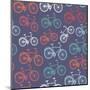 Retro Hipster Bicycle Pattern-cienpies-Mounted Art Print