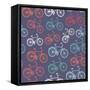 Retro Hipster Bicycle Pattern-cienpies-Framed Stretched Canvas