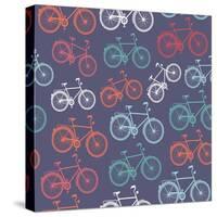 Retro Hipster Bicycle Pattern-cienpies-Stretched Canvas