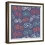 Retro Hipster Bicycle Pattern-cienpies-Framed Art Print