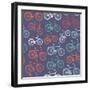 Retro Hipster Bicycle Pattern-cienpies-Framed Art Print