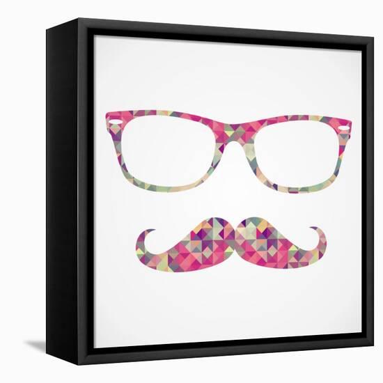 Retro Hipster Face Geometric Icons-cienpies-Framed Stretched Canvas
