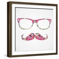 Retro Hipster Face Geometric Icons-cienpies-Framed Art Print