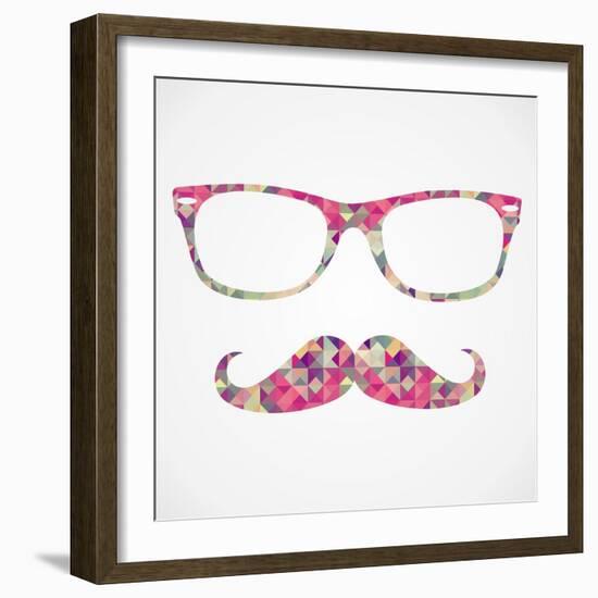 Retro Hipster Face Geometric Icons-cienpies-Framed Art Print