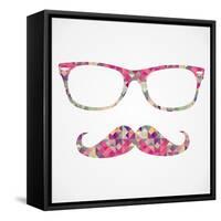 Retro Hipster Face Geometric Icons-cienpies-Framed Stretched Canvas