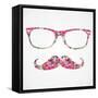 Retro Hipster Face Geometric Icons-cienpies-Framed Stretched Canvas