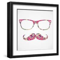 Retro Hipster Face Geometric Icons-cienpies-Framed Art Print