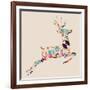 Retro Hipster Icon Reindeer-cienpies-Framed Art Print