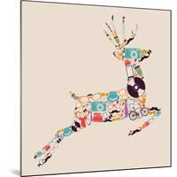 Retro Hipster Icon Reindeer-cienpies-Mounted Art Print