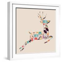Retro Hipster Icon Reindeer-cienpies-Framed Art Print